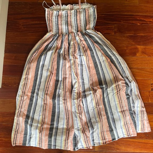 FREE PEOPLE Women's Pink Striped Strapless Maxi Fit + Flare - Picture 3 of 6